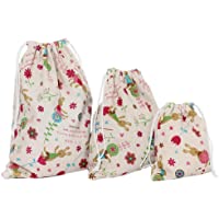 Doitsa - 3 bolsas de cordón de lona- plegable- portátil- organizador de almacenamiento- bolsa de almacenamiento de…